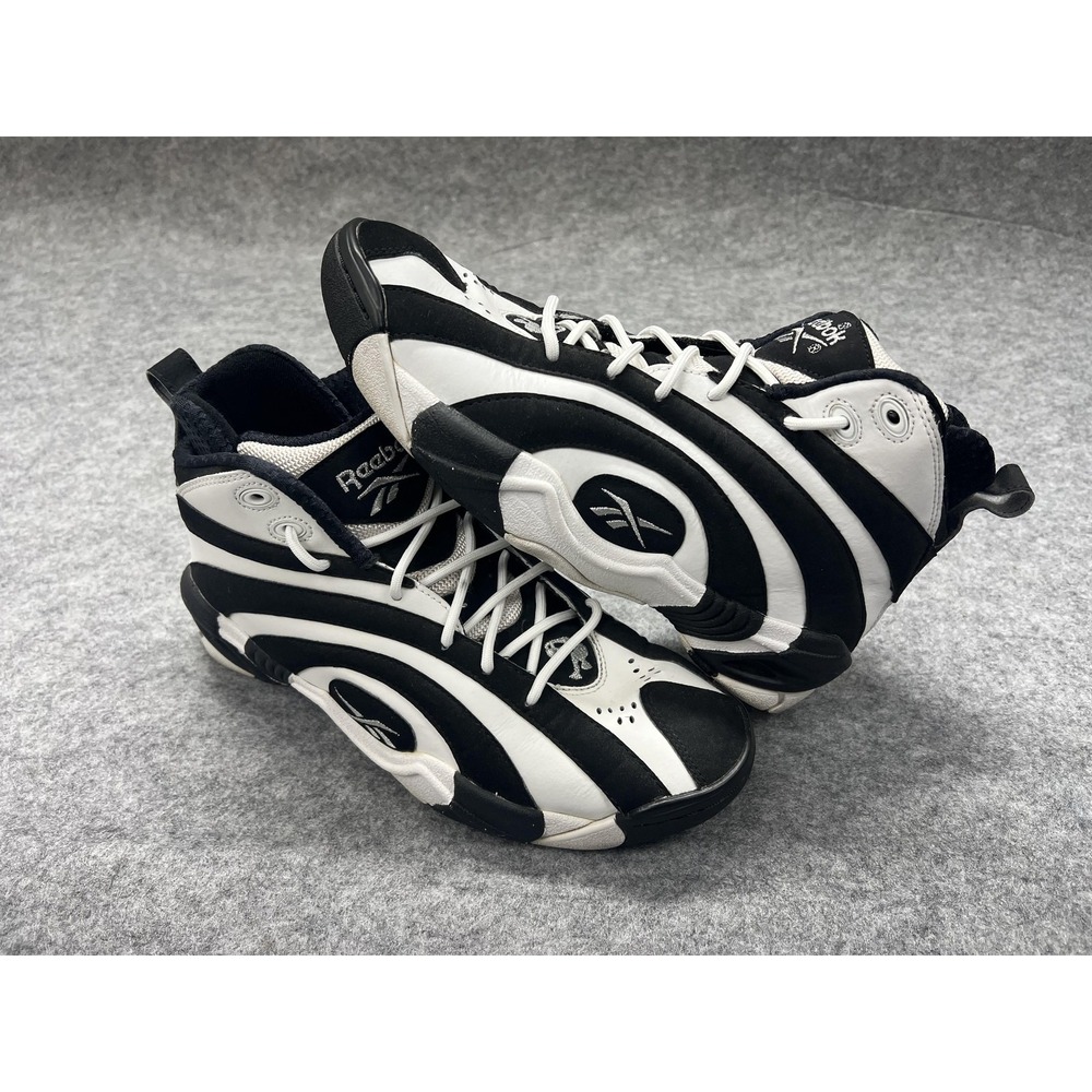 Reebok Shaqnosis Shoes Mens Size 8.5 Black White Basketball Sneakers V48350